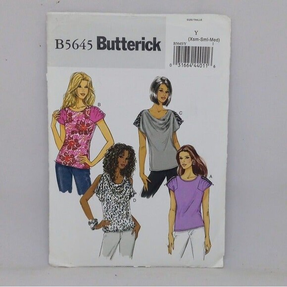 Butterick Sewing Pattern #B5645-Size Y XS-M-Blouses-Uncut-F/F-2011-Complete - Picture 1 of 6